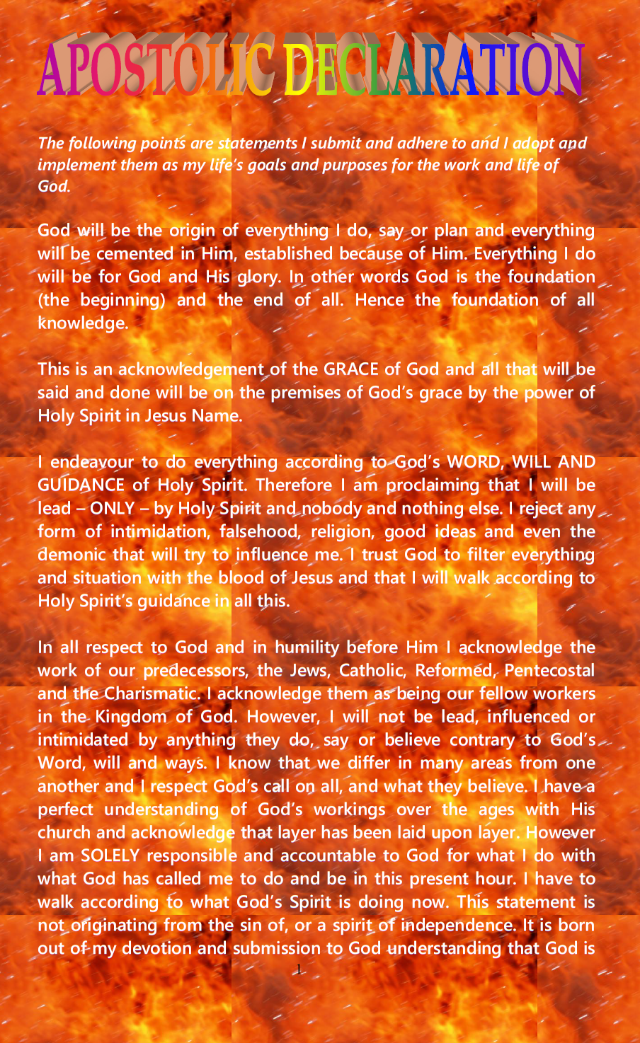 APOSTOLIC DECLARATION